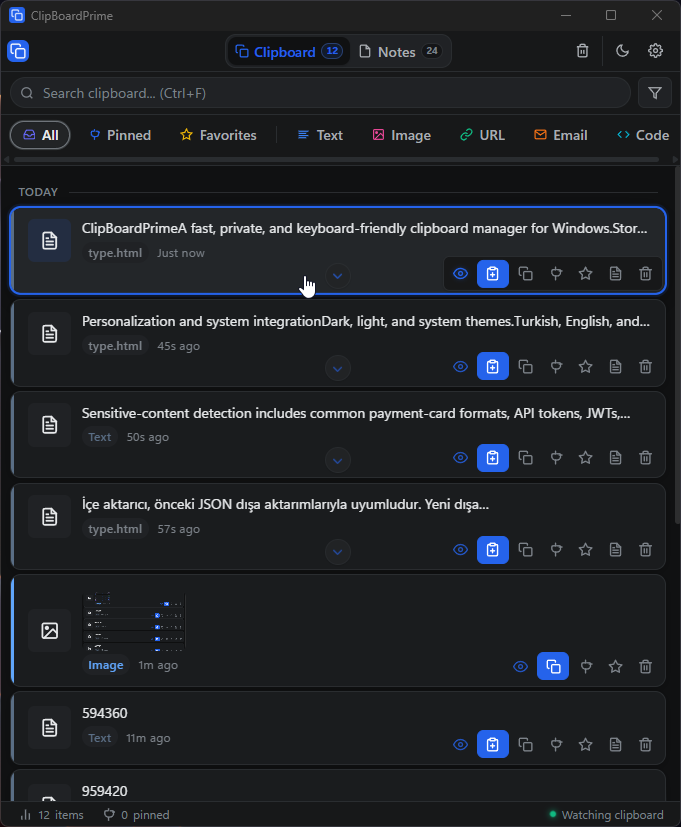 ClipBoardPrime Compact History